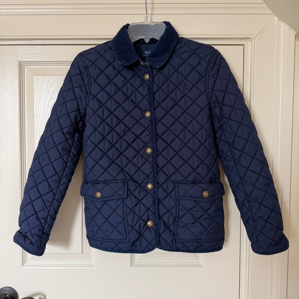 Polo Ralph Lauren Quilted Barn Jacket Girls Size Large (10/12) Navy Blue